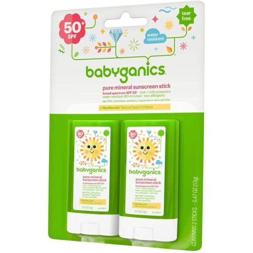 Babyganics - SPF 50+ Mineral Sunscreen Stick - 0.47 Ounce - Pack of 2