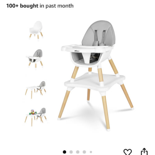 Gofirst 6 in 1 Baby High Chair,Convertible Wooden High Chairs for Babies and Toddlers,Infant Dining Booster Seat,Building Block Table/Baby Highchair 4-Position Removable Baby Feeding Chair