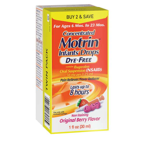 Infants' Motrin Dye-Free Liquid Ibuprofen, Berry Flavor, 1 Fl oz Twin Pack HSA/FSA Eligible