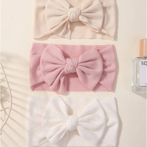 3pcs Solid Color Elastic Hair Ties With Bow Knot Design For Kids, Cute Baby Headbands Love Valentine | SHEIN USA