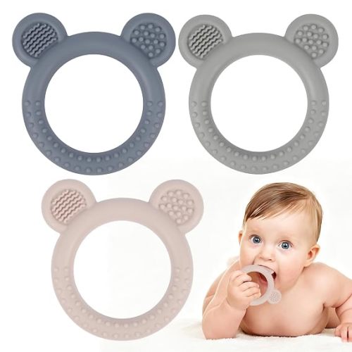 3 Pack Silicone Baby Teething Toys 3M+ BPA Free