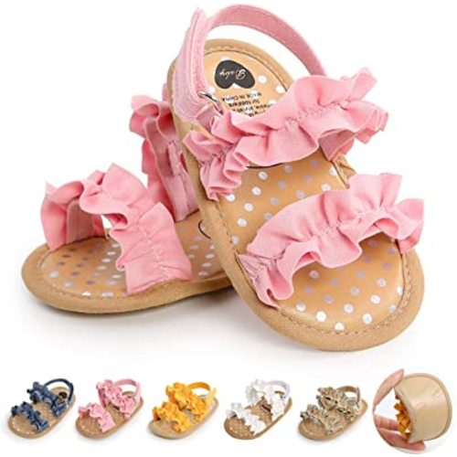Ohwawadi Baby Boys Girls Sandals Soft Sole Summer Infant Wedding Dress Flat Shoes Beach Sandal Newborn Crib Shoes First Walkers