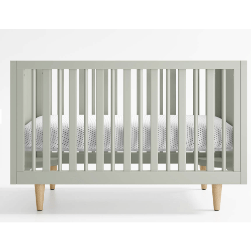 Finn Sage Green Wood Convertible Baby Crib with Toddler Bed Rail