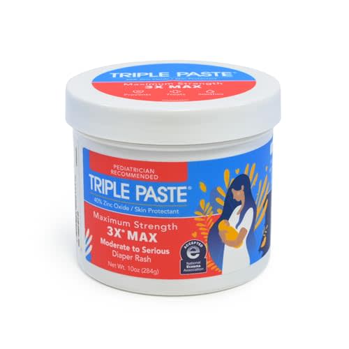 Triple Paste 3X Max Zinc Oxide Diaper Rash Ointment, 10oz Jar – Maximum Strength Diaper Cream for Sensitive Skin