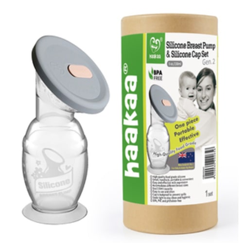 HAAKAA Gen. 2 Silicone Breast Pump with Suction Base & Silicone Cap 1 Each