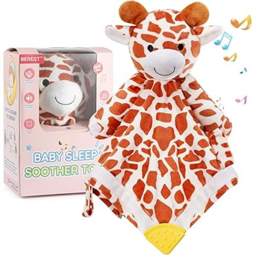 BEREST Baby Lovey Sound Sleep Soother, Rechargeable White Noise and Lullaby Heartbeat Infant Sleeping Aid with Cry Sensor at Nap Time Routine, Boys & Girls Gift Portable Plush Toddler Snuggle Toy