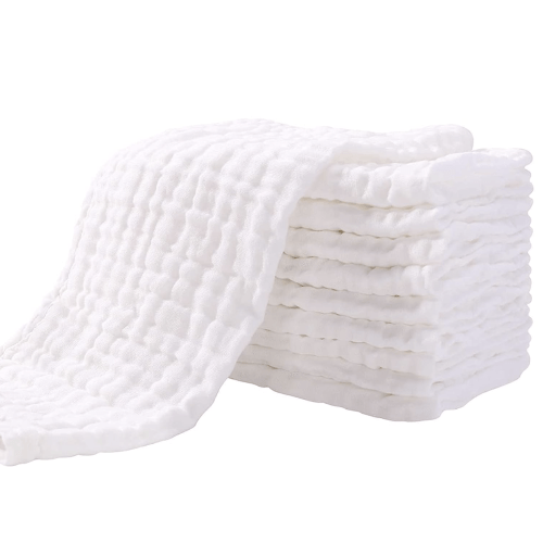 Yoofoss Muslin Burp Cloths - 10 Pack, White