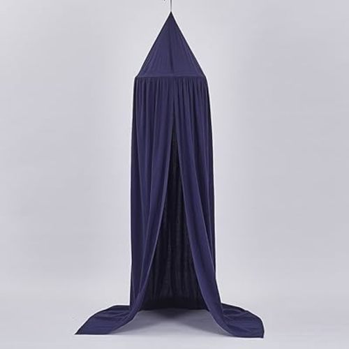 Princess Bed Canopy Reading Nook Mosquito Net for Kids Baby Crib, Round Dome Kids Indoor Outdoor Castle Play Tent Hanging House Decoration Dusty Navy Blue