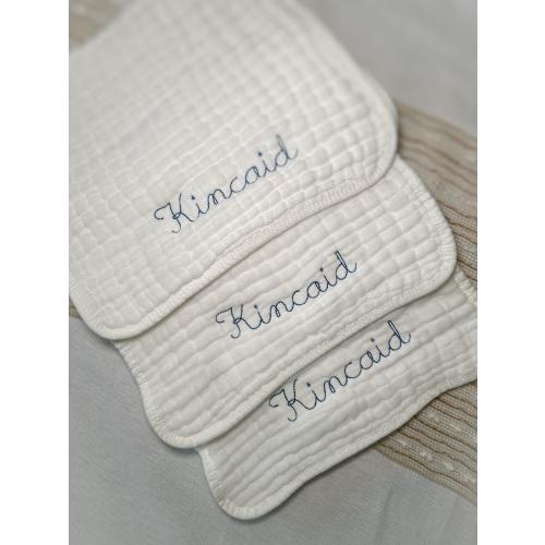Personalized Muslin Burp Cloths – Custom Embroidered Baby Gift – 100% Cotton – 10x20 in – Newborn Shower Gift – Name Burp Rags