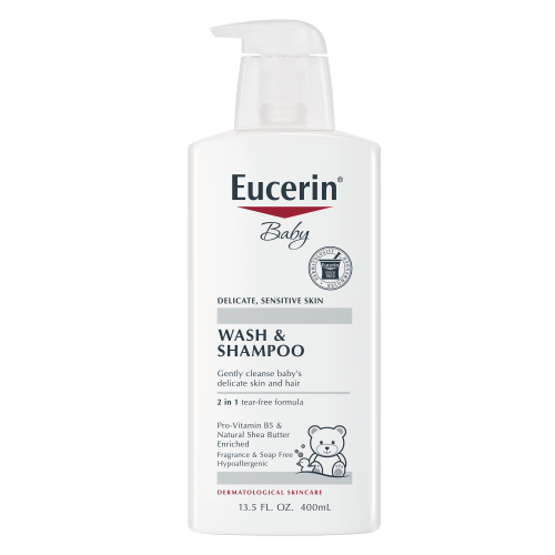 Eucerin Baby Unscented Baby Shampoo and Body Wash, Tear Free Baby Shampoo and Wash, 13.5 Fl Oz Pump Bottle