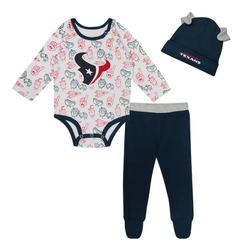 Newborn & Infant Houston Texans Little Champ Long Sleeve Bodysuit, Pants & Cuffed Knit Hat 3-Piece Set