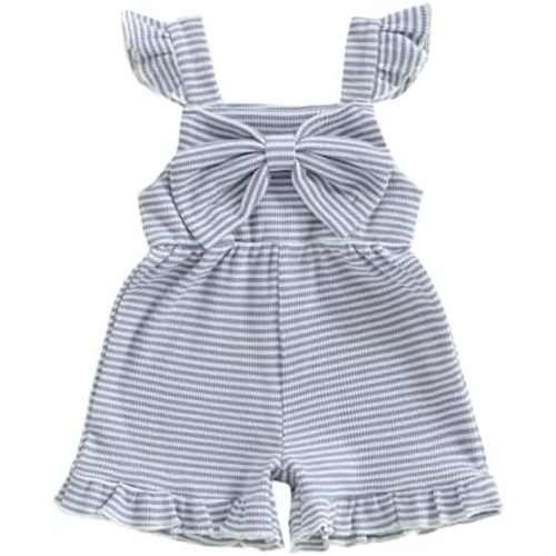 Little Girl Romper Toddler Overalls Summer Bow Jumpsuit Boho Outfit 6M-5T