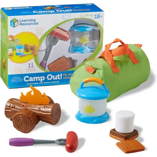 Learning Resources New Sprouts Camp Out! My Very Own Camping Set - 11 Pieces, Ages 18+ months Toddler Camping Toys, Outdoor Toys, Camp Out Play Set for Kids, Camping for Preschoolers