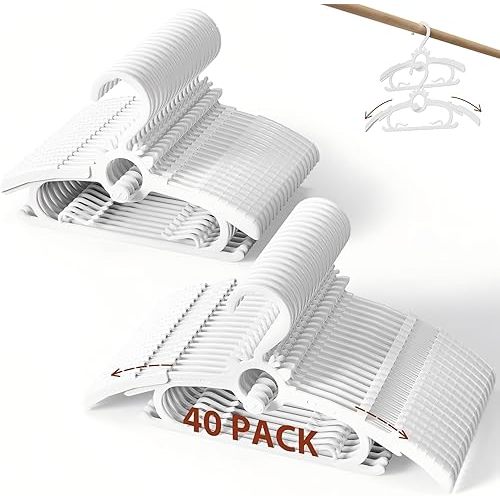 Baby Hangers 40PCS, 11"-14" Extendable and Stackable Kids Hangers, 45g Ultra-Thick Space Saving Non-Slip Plastic Hanger for Infant, Toddler and Nursery Closet, White