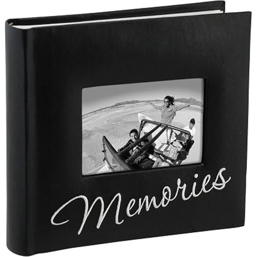 Malden International Designs Memories Cursive 2-Up With Memo Space Photo Album, 160-4x6, Black