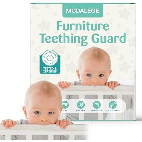 MCDALEGE Furniture Edge Protector for Baby - Plastic Crib Protector from Chewing - CPC Certified, CPSC Tested, LFGB Food Grade (78.74 * 1.97in)