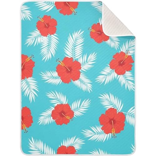 Burbuja Hibiscus Flowers Baby Blanket for Boys Girls, Nursery Soft Warm Swaddling Receiving Baby Blankets, 30x40 in Toddler Blanket
