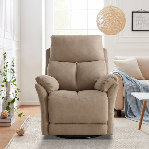 Canora camel color Hawn 33.5'' Wide Modern and Super Soft Swivel and Rocker Manual Recliner Chair & Reviews | Wayfair