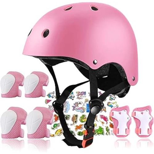 Kids Helmet,Toddler Skateboard Helmets for Ages 2-3-5-8-14 Years Boys Girls with Knee and Elbow Pads Wrist Guards fit Roller Skates,Skateboarding,Skating Scooter Adjustable Kids Helmet
