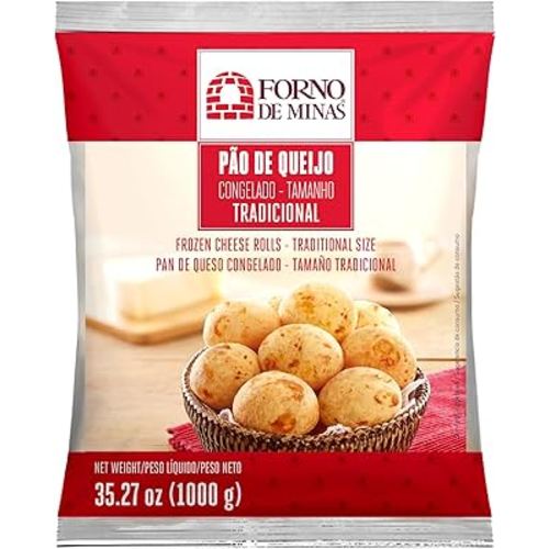 Pão Queijo Brasileiro Tradicional Congelado Forno de Minas 1kg | Brazilian Cheese Bread + Silicone Bracelet Souvenir | Brazil in Texas | Bundle