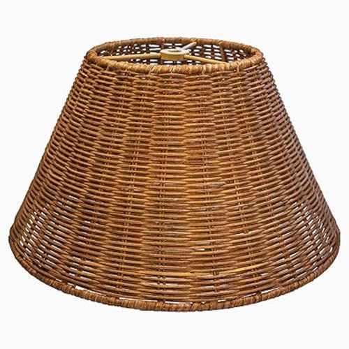Medium Barrel rattan Lampshade,Unique Floral bell lamp shade For Table Lamp and Floor Light,Replacement Traditional Lamp Covers
