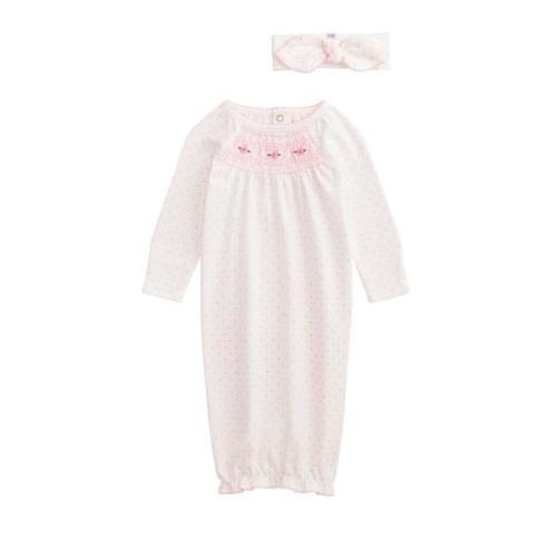 Ivory Dot Baby Gown 2-Piece Set | 0-3M Baby Outfit | Mud Pie