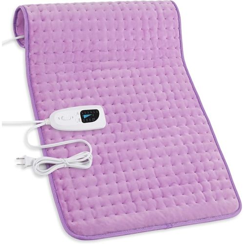 Deepsoon Heating Pad,Electric Heating Pads for Back,Neck,Abdomen,Moist Heating Pad for Shoulder,Knee,Arms,Legs,Dry/Moist Heat & Auto Shut Off,Christmas Gifts for Men and Women,Light Purple,33x17 Inch