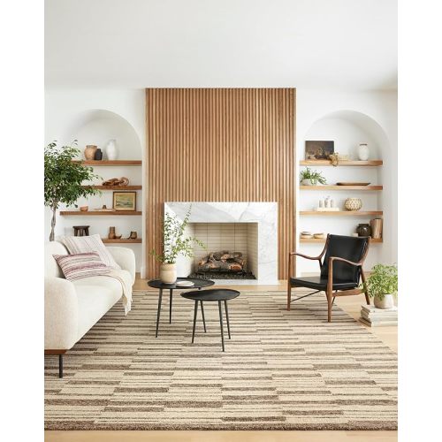 Loloi Chris Loves Julia Polly Antique/Mist 7'-9" x 9'-9" Area Rug | POL-03 Approx. 8x10 Ivory / White Living room Dining room Bedroom, Modern, Timeless, Classic, Hand-Tufted, Neutral, Area Rug