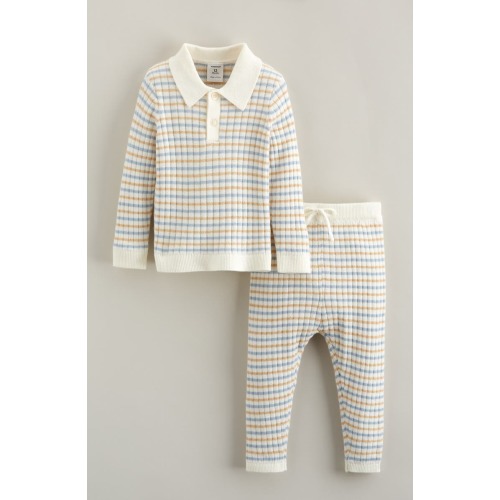 Stripe Cotton Blend Sweater & Leggings Set, 6M