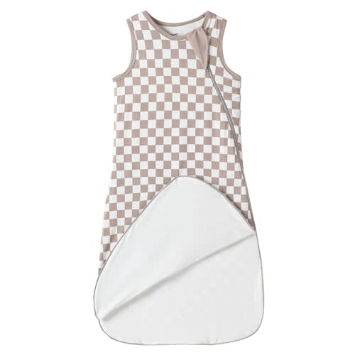 Rayon Made from Bamboo 1.0 Tog Baby Sleep Sack Newborn Sleeping Bag Sack 2-Way Zipper Checkered Infant Wearable Blanket