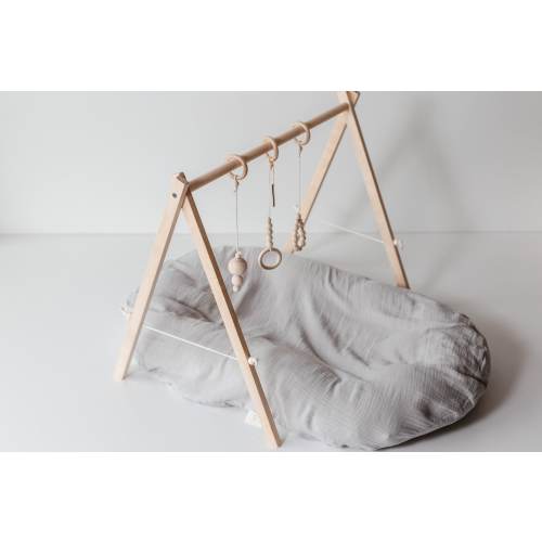 Handmade Birch Wood Baby Gym with Wooden Toys