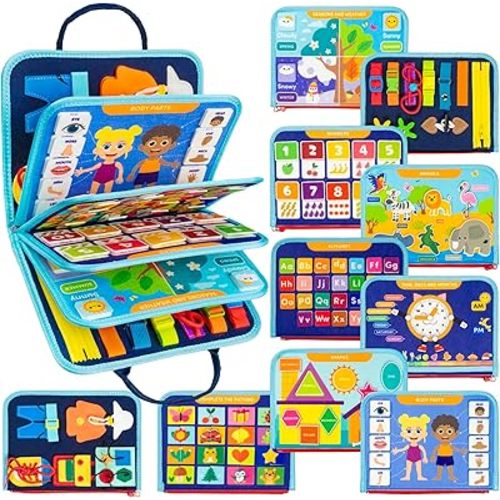 Clever Fox Play Busy Book for Toddlers 1-3 Year-Old – Baby Busy Board Book – Montessori Felt Activity Board for Learning Fine Motor Skills, Car Airplane Travel Toy – Birthday Gift for Boys Ages 1+