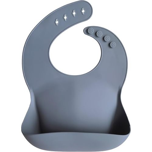 mushie Silicone Baby Bib | Adjustable Fit Waterproof Bibs (Tradewinds)