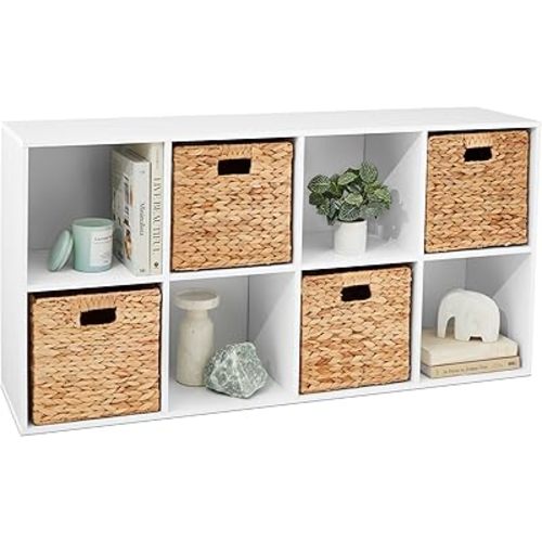 Best Choice Products 8-Cube Storage Organizer, 13.5in Shelf Opening, Bookcase, Display Shelf, Customizable w/ 2 Removable Back Panels – White
