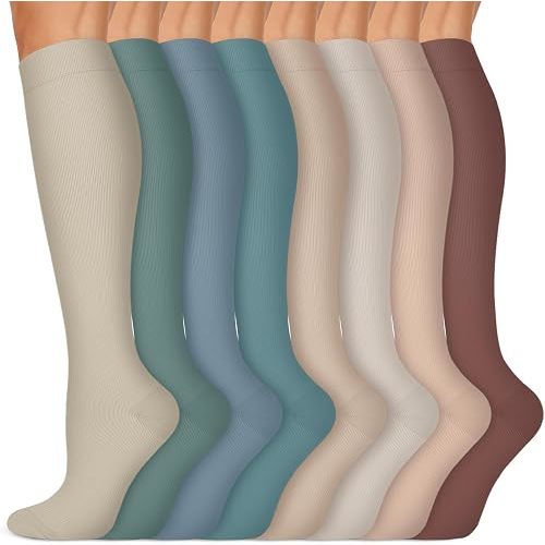 Copper Compression Socks 15-20 mmHg for Men & Women 8 Pairs – Circulation Support for Nurses, Travel, Running, Hiking, Soccer