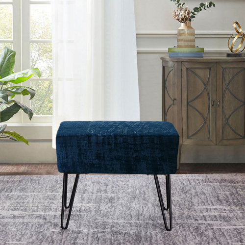 Hashtag Home Alegre 19" Wide Velvet Rectangle Standard Ottoman & Reviews | Wayfair