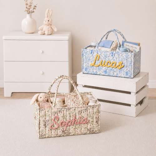 Personalized Baby Diaper Caddy with Dividers, Custom Name Storage Gift Basket, Baby Shower Gift, toy and Nursery Organizer, Newborn Gift