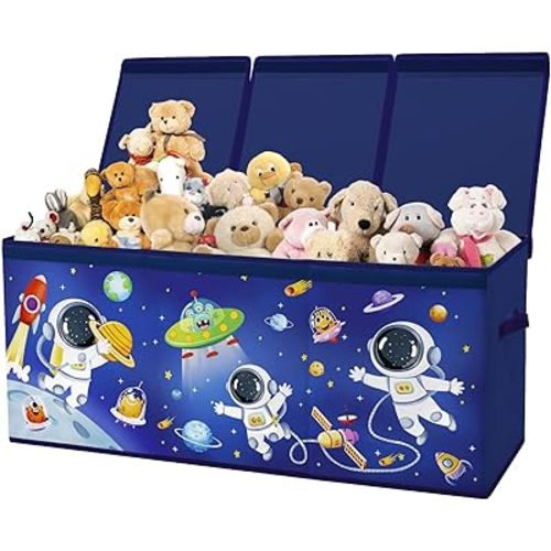 Toy Storage Bin with Lids,Extra Large Toy Box Chest with Handles for Kids Boys Girls,Collapsible Storage Organizer Box Bin Basket for Bedroom,Playroom, Nursery,37.8"x12.6" x15.7",Astronaut