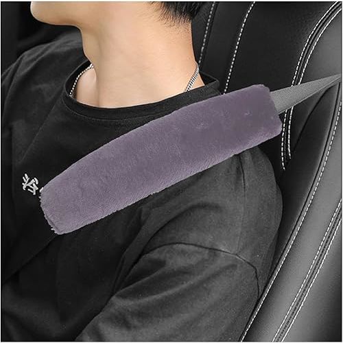 2PCS Car Seat Belt Cover Pad, Soft Auto Seatbelt Protector for a More Comfortable Driving, Fluffy Plush Seatbelt Shoulder Pad for All Vehicles and Backpack, Car Accessories (Gray)