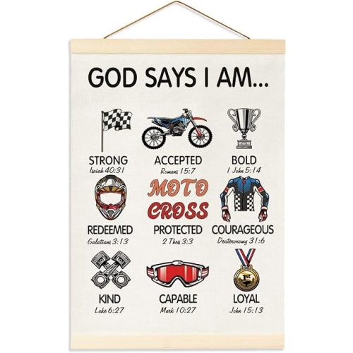 Cars Room Decor for Boys, Christian Wall Decor for Kids,Inspirational Christian Wall Art, Excellent Room Decor for Kids', Toddler, Playroom, and Bedrooms, God Say I Am Hanging Flag Banner