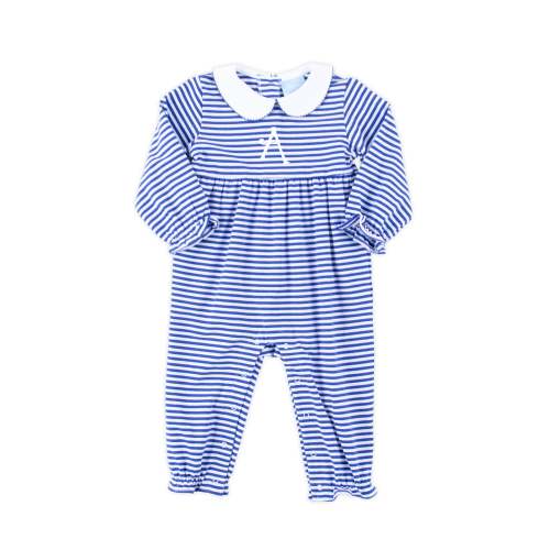 Royal Blue Stripe Ruffle Romper