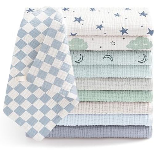 Susurration 10 Pack Muslin Baby Washcloths,100% Cotton Face Towels 10"x10"