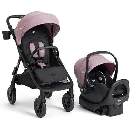 Joie Baby, Caraway Whirl Stroller and Rue Car Seat, Travel System - Lightweight Car Seat & 360 Degree Wheel Travel System (Blush)