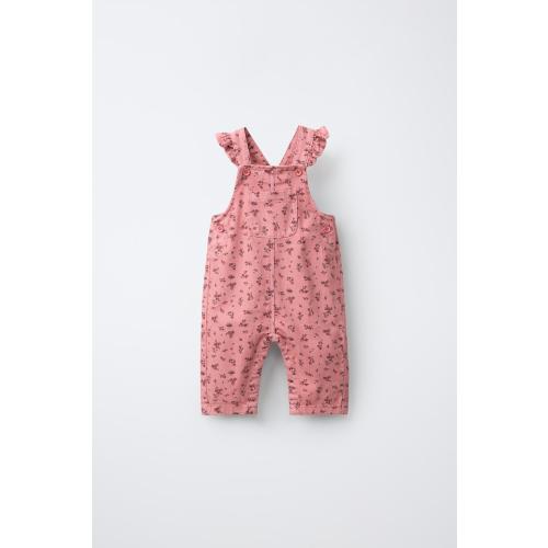 FLORAL TWILL OVERALLS - Pink | ZARA United States