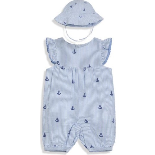 Nautical Embroidered Romper & Sun Hat Set, 6-12M