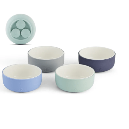 Porcelain Bowl with Silicone Suction Sleeves