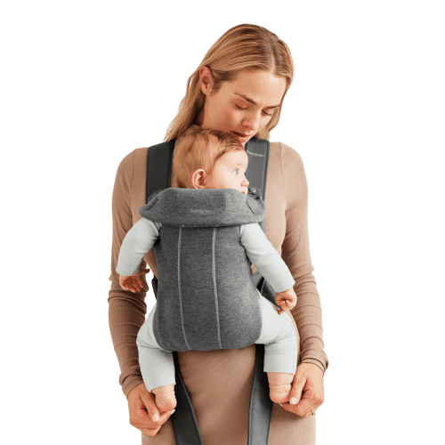 BabyBjorn Baby Carrier Mini, Perfect First Carrier for Infant, 3D Jersey, Dark Gray, One Size