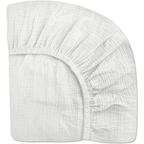 Mini Crib Sheets for Baby Boy Girl, Neutral Mini Crib Mattress Sheet 24" x 38", Muslin Nursery Bedding Soft and Breathable Comfort(White)