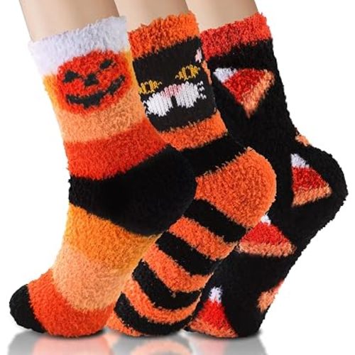 Halloween Fluffy Socks Cozy Fuzzy Fall Warm Winter Socks for Women Men