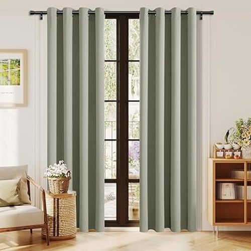 H.VERSAILTEX Blackout Curtains 2 Panels for Bedroom Light Blocking Room Darkening Curtain Drapes for Living Room, Thermal Insulated Grommet Top, Each 52 by 84 Inch, Light Sage Green, Sold Pair